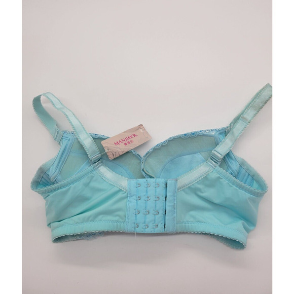 NWT Manjieer Turquoise Floral Lace Full Coverage Underwire T-Shirt Bra B75 - Picture 2 of 8